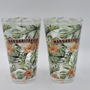 Margaritaville Official Collection Tropical 2 Glass Set - Green and Orange